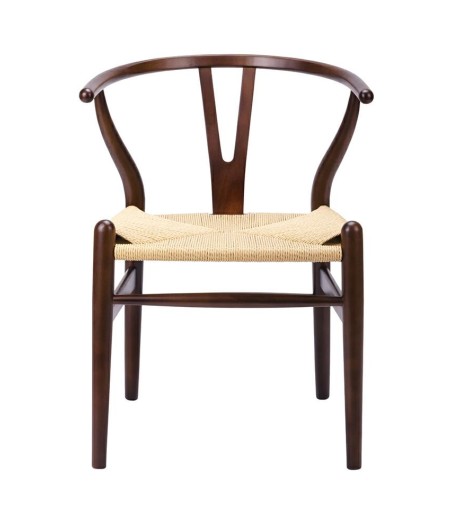Krzesło WISHBONE ciemny brąz - drewno bukowe, naturalne włókno