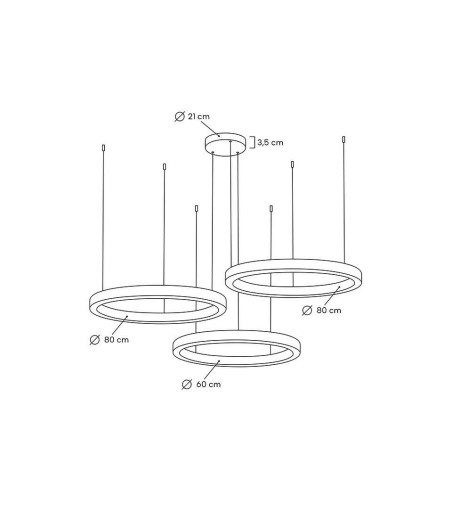 MOOSEE lampa wisząca RING 60 + 80 + 80    złota na jednej podsufitce