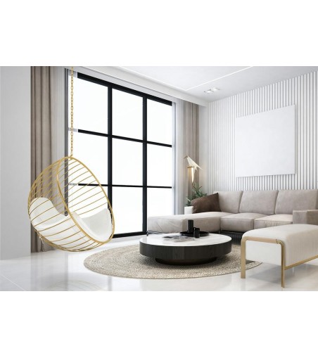 Fotel wiszący GABBIA złoty / beżowy