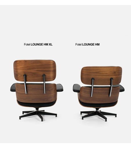Fotel LOUNGE HM XL czarny / orzech z podnóżkiem