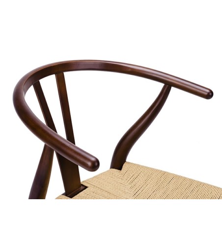 Krzesło WISHBONE ciemny brąz - drewno bukowe, naturalne włókno