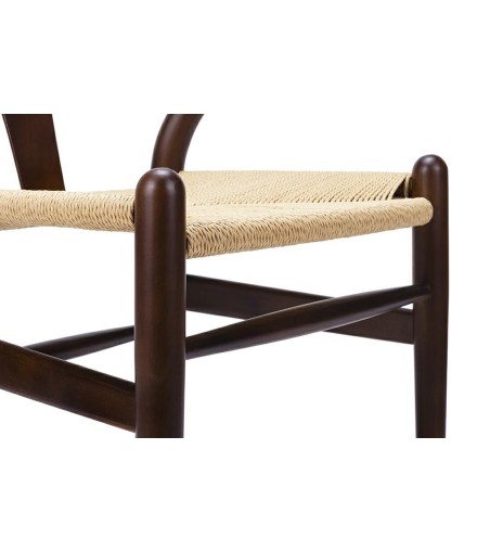 Krzesło WISHBONE ciemny brąz - drewno bukowe, naturalne włókno