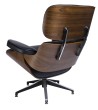 Fotel LOUNGE czarny / orzech - skóra naturalna