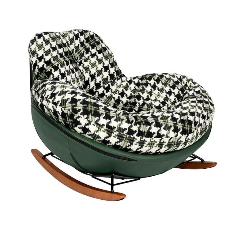 Fotel bujany FATTY zielona pepitka