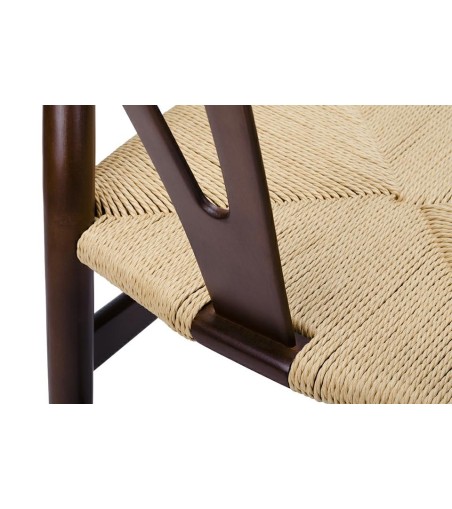 Krzesło WISHBONE ciemny brąz - drewno bukowe, naturalne włókno
