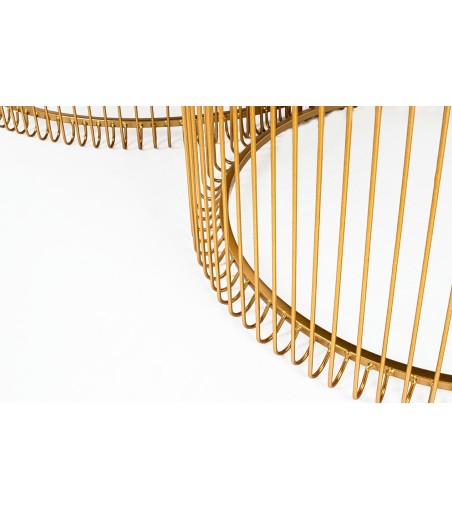 KARE zestaw stolików kawowych WIRE mosiądz