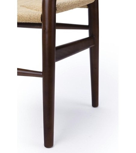 Krzesło WISHBONE ciemny brąz - drewno bukowe, naturalne włókno