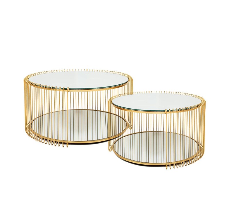 KARE zestaw stolików WIRE DOUBLE I mosiądz