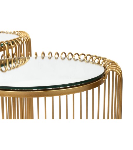 KARE zestaw stolików WIRE DOUBLE I mosiądz