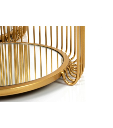 KARE zestaw stolików WIRE DOUBLE II mosiądz