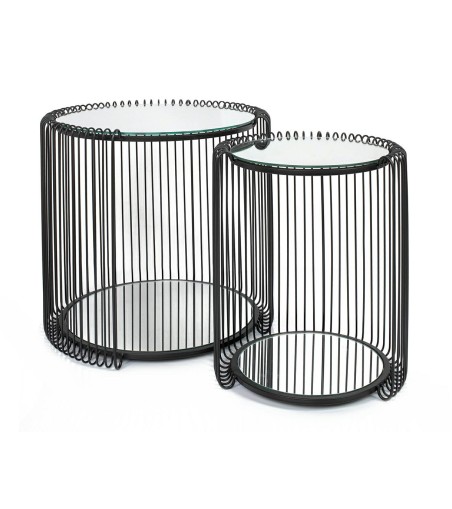 KARE zestaw stolików WIRE DOUBLE II czarny