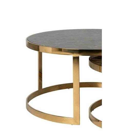 RICHMOND stolik kawowy CONRAD zestaw złoty - konglomerat, stal nierdzewna