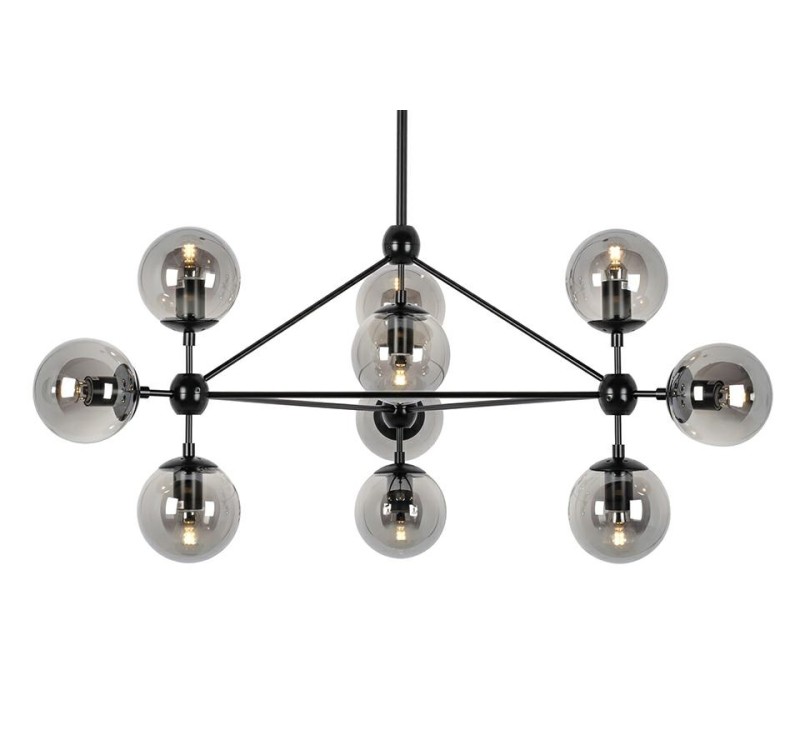 Lampa wisząca PLANETARIO 10 czarna - klosze dymione