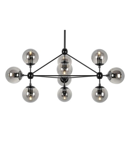 Lampa wisząca PLANETARIO 10 czarna - klosze dymione