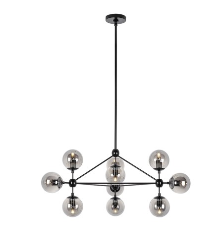 Lampa wisząca PLANETARIO 10 czarna - klosze dymione