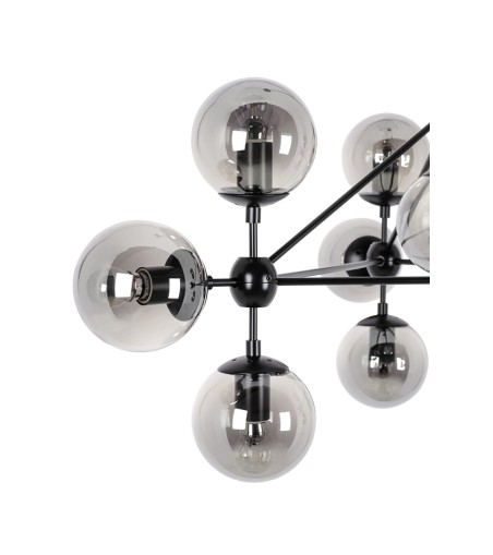 Lampa wisząca PLANETARIO 10 czarna - klosze dymione