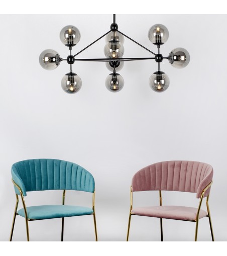 Lampa wisząca PLANETARIO 10 czarna - klosze dymione