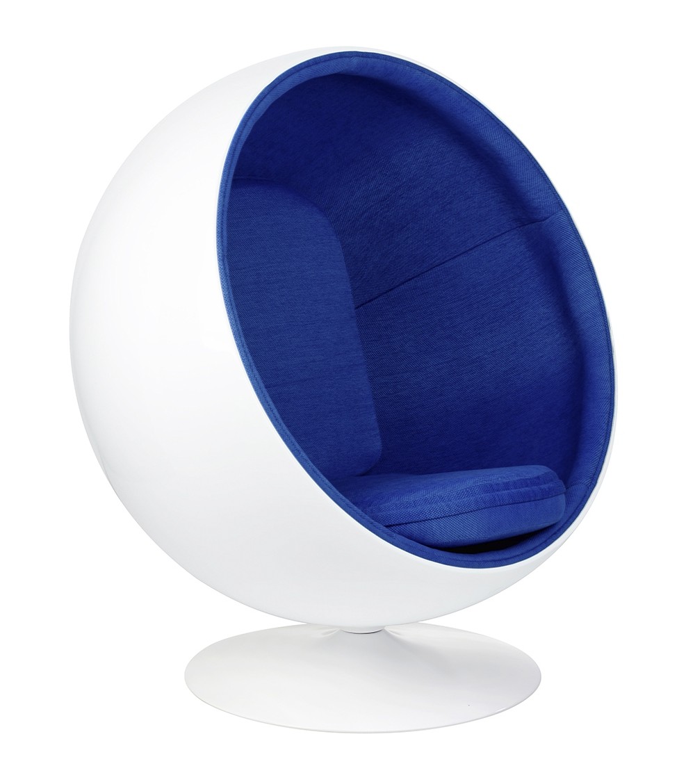 Fotel BALL biało-niebieski - włókno szklane
