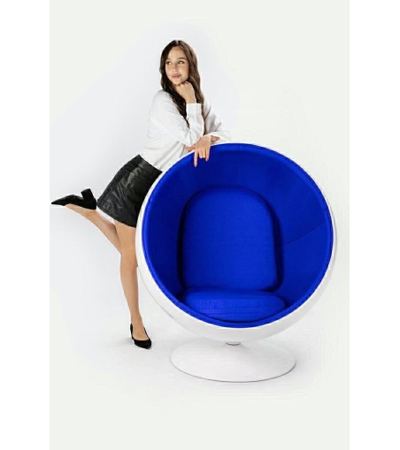 Fotel BALL biało-niebieski - włókno szklane