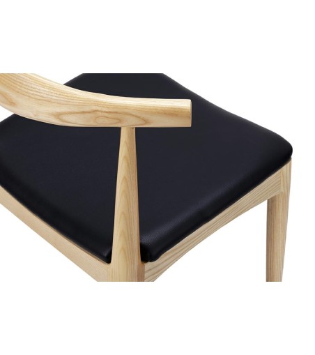 Krzesło ELBOW naturalne - drewno jesion, ekoskóra czarna