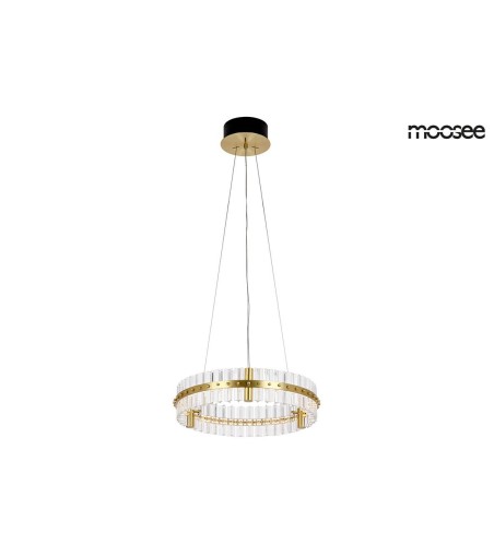 MOOSEE lampa wisząca SATURNUS 47 złota - LED, kryształ, stal szczotkowana