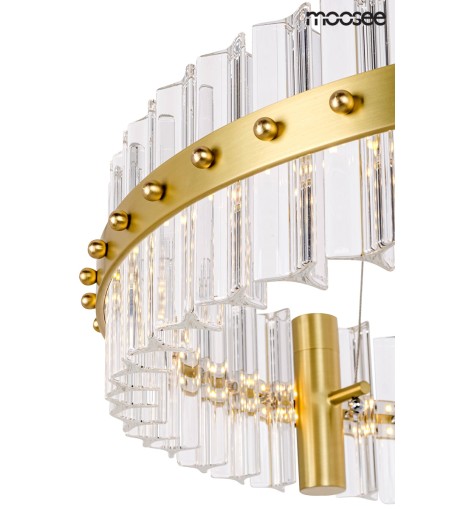 MOOSEE lampa wisząca SATURNUS 47 złota - LED, kryształ, stal szczotkowana