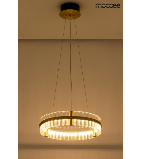 MOOSEE lampa wisząca SATURNUS 47 złota - LED, kryształ, stal szczotkowana