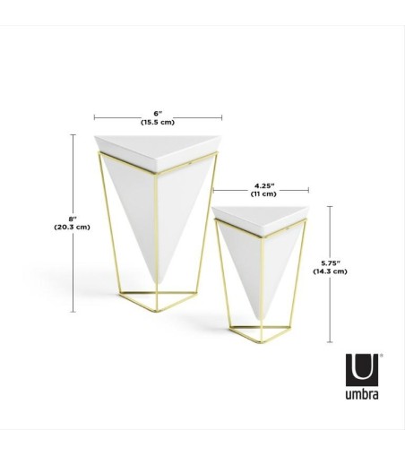 UMBRA zestaw doniczek TRIGG - biały, złoty