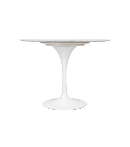 Stół TULIP MARBLE 100 CARRARA biały - blat okrągły marmurowy, metal