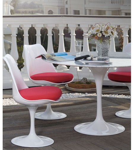 Stół TULIP MARBLE 100 CARRARA biały - blat okrągły marmurowy, metal