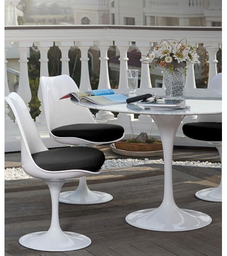 Stół TULIP MARBLE 100 CARRARA biały - blat okrągły marmurowy, metal