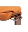 Fotel ARNI LOW z podnóżkiem - pomarańczowa ekoskóra, podstawa ciemna miedziana