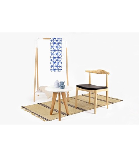 Krzesło ELBOW naturalne - drewno jesion, ekoskóra czarna