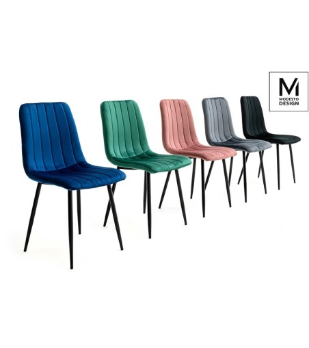 MODESTO krzesło LARA zielone - welur, metal