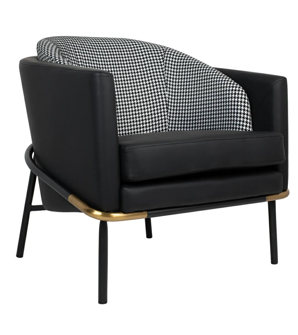 Fotel GUBI czarny PU / pepitka