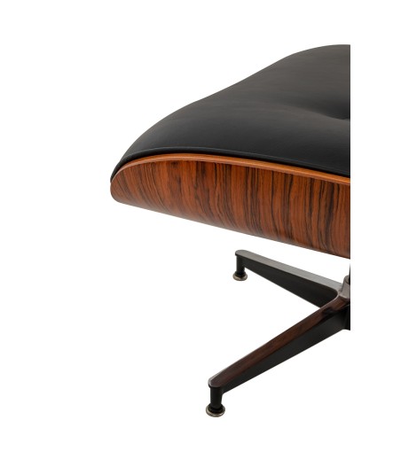 Fotel LOUNGE HM czarny / róża z podnóżkiem