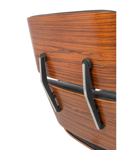 Fotel LOUNGE HM czarny / róża z podnóżkiem