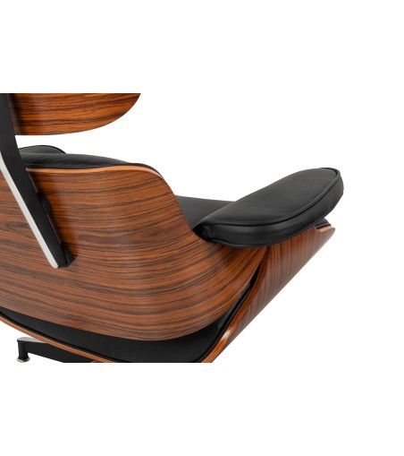 Fotel LOUNGE HM czarny / róża z podnóżkiem