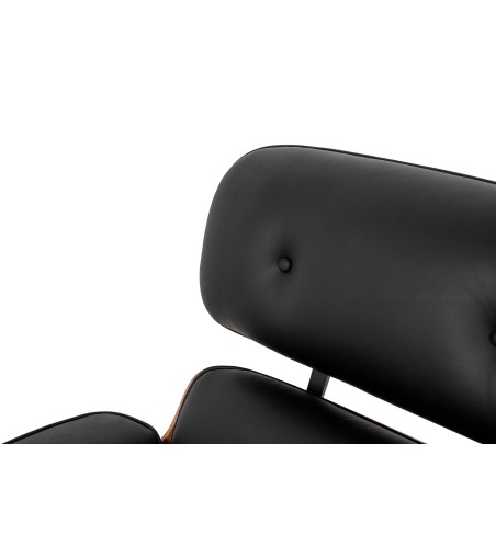 Fotel LOUNGE HM czarny / róża z podnóżkiem