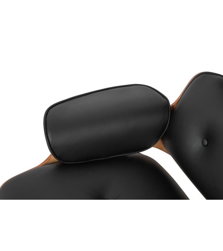 Fotel LOUNGE HM czarny / róża z podnóżkiem