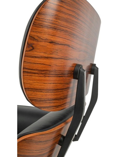 Fotel LOUNGE HM czarny / róża z podnóżkiem