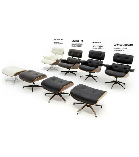 Fotel LOUNGE HM czarny / róża z podnóżkiem