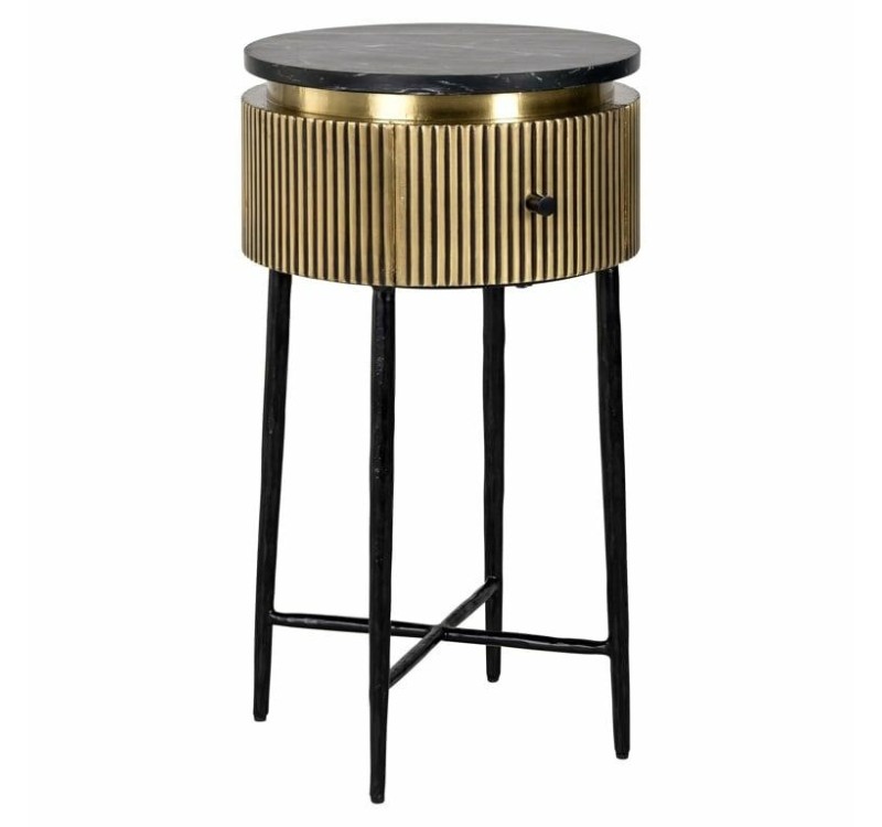 RICHMOND stolik IRONVILLE 40 cm - marmur, metal, MDF, sklejka brzozowa