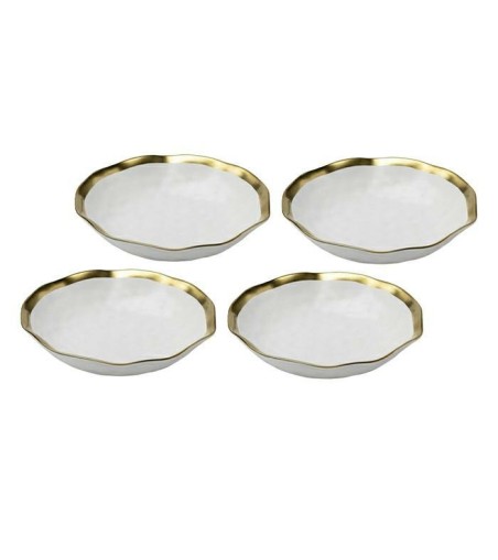 KARE komplet 4 talerzy głębokich BELL 20  cm biało-złoty