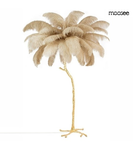 MOOSEE lampa podłogowa TIFFANY 175        beżowa mosiądz / naturalne pióra