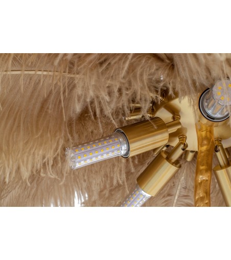 MOOSEE lampa podłogowa TIFFANY 175        beżowa mosiądz / naturalne pióra