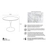 Stół TULIP MARBLE 90 CARRARA biały - blat okrągły marmurowy, metal