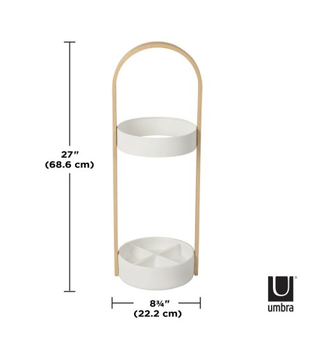 UMBRA stojak na parasolki BELLWOOD biało naturalny