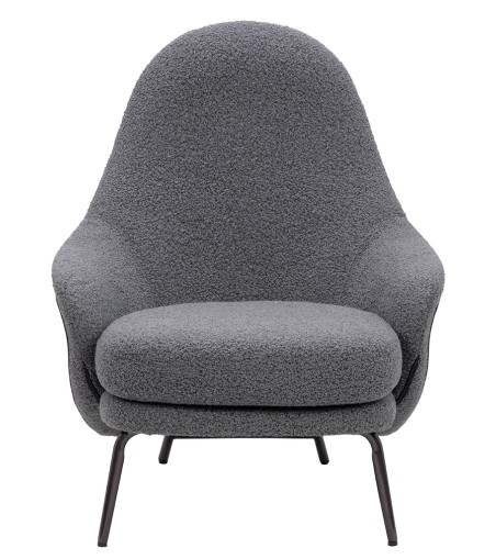 Fotel LOBBY TEDDY szary - stal nierdzewna, czarny opal