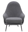 Fotel LOBBY TEDDY szary - stal nierdzewna, czarny opal
